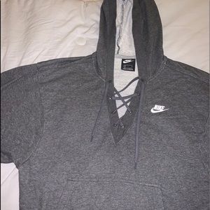 Nike Grey Lace Up Hoodie